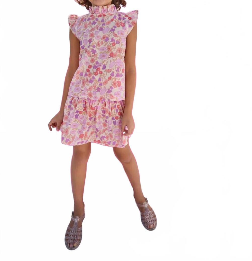 NEW BISBY tinsley ruffles top in lisle lavender floral